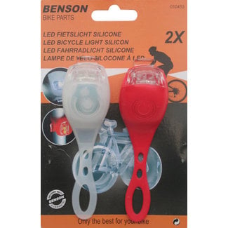 Benson Fietsverlichtingset rood/wit siliconen