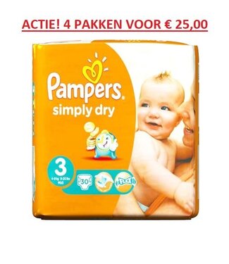 Pampers Simply Dry maat 3 (Midi) 4-9kg - 30 stuks