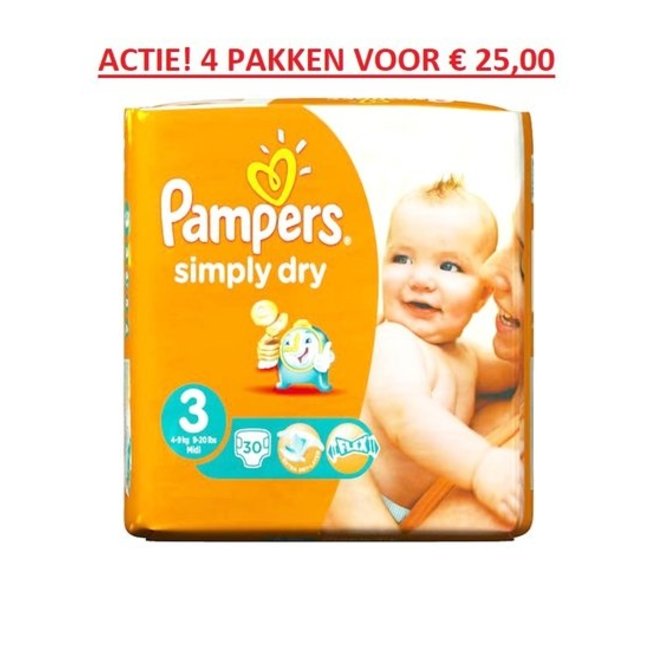 iets Dollar cocaïne Pampers Simply Dry maat 3 (Midi) 4-9kg - SuperSoldi