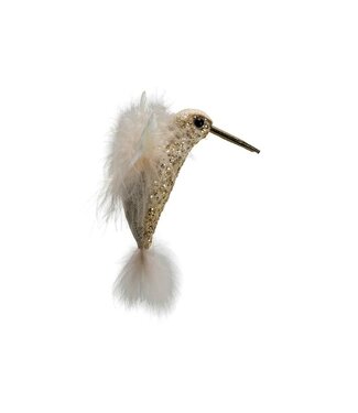 Cosy @ Home Kolibrie hanger - Goud/Wit - H12cm - kunststof