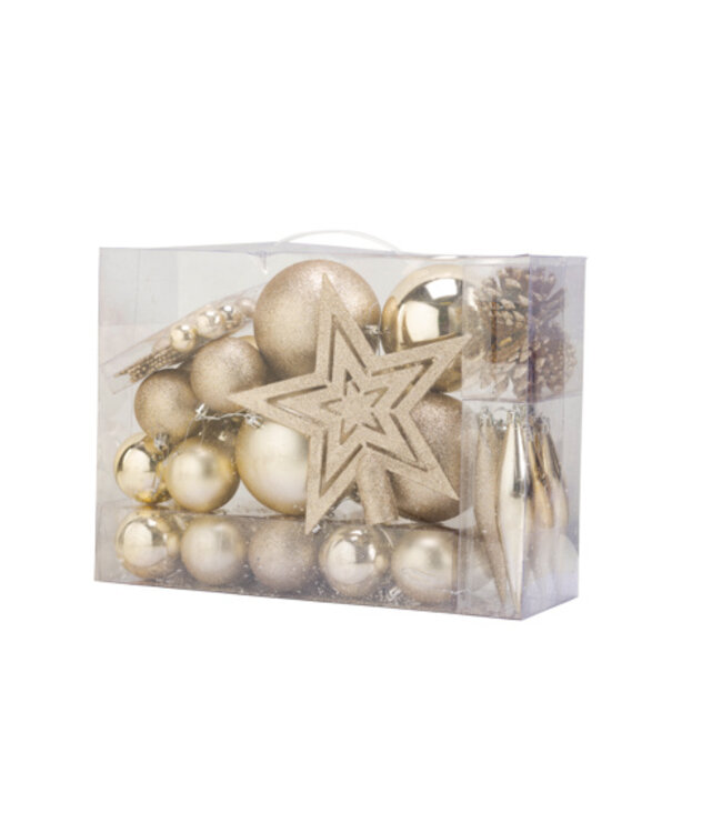 Cosy @ Home Kerstbox 51 delig champagne kunststof