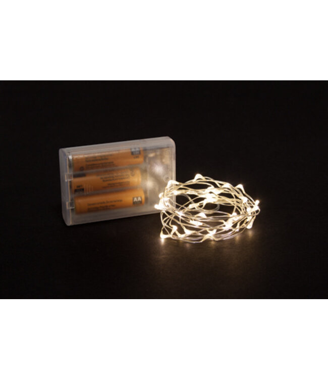 Light Creations Microlight LED 2M 40 lampjes warm wit, zilveren draad, excl. batterijen