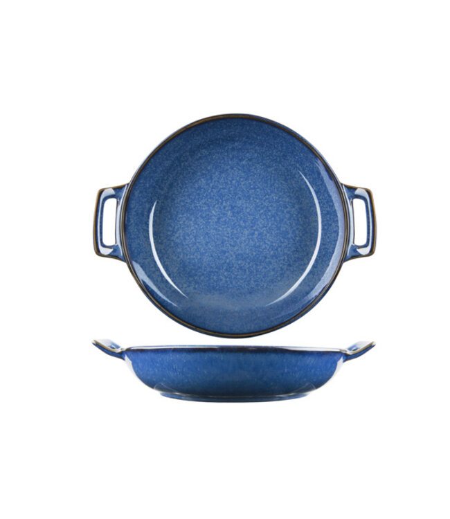 Cosy & Trendy Narwal blue schaal met 2 grepen dia.20,4H5cm