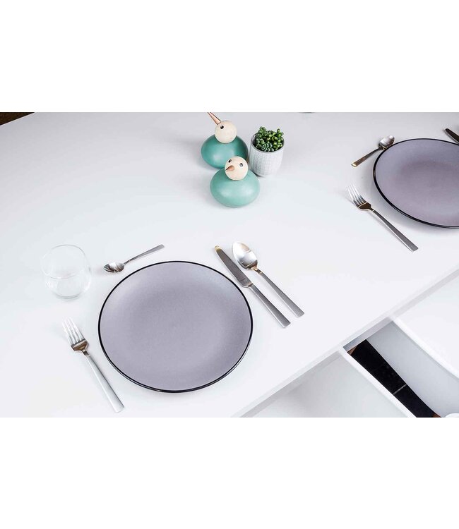 Cosy & Trendy Diep bord Speckle Grey dia.20H5.3cm  zwarte boord