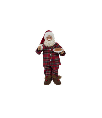 Cosy @ Home Kerstman in pyjama - rood - 20x14H36cm - polyester