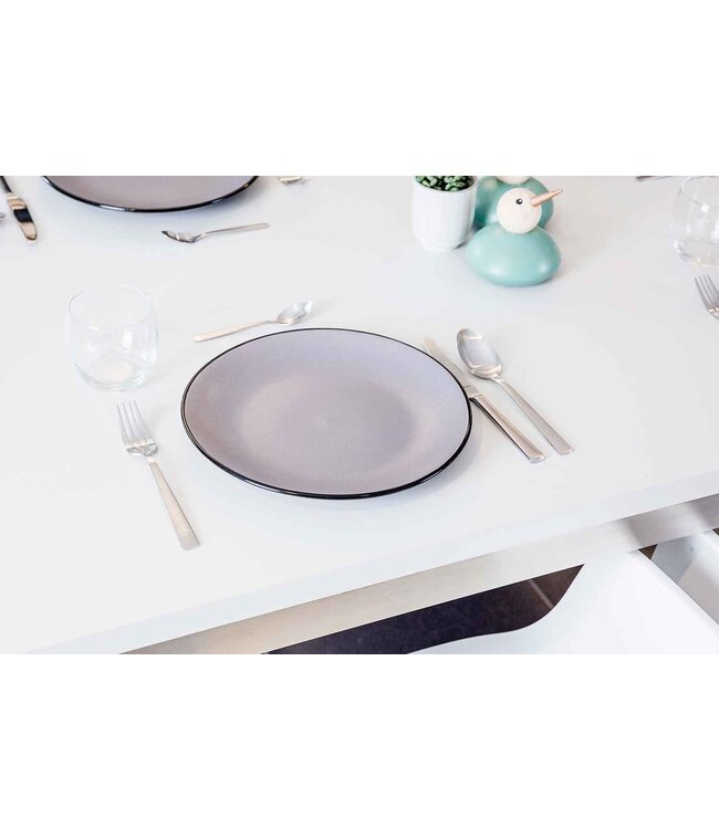Cosy & Trendy Bord plat Speckle Grey dia.27cm zwarte boord