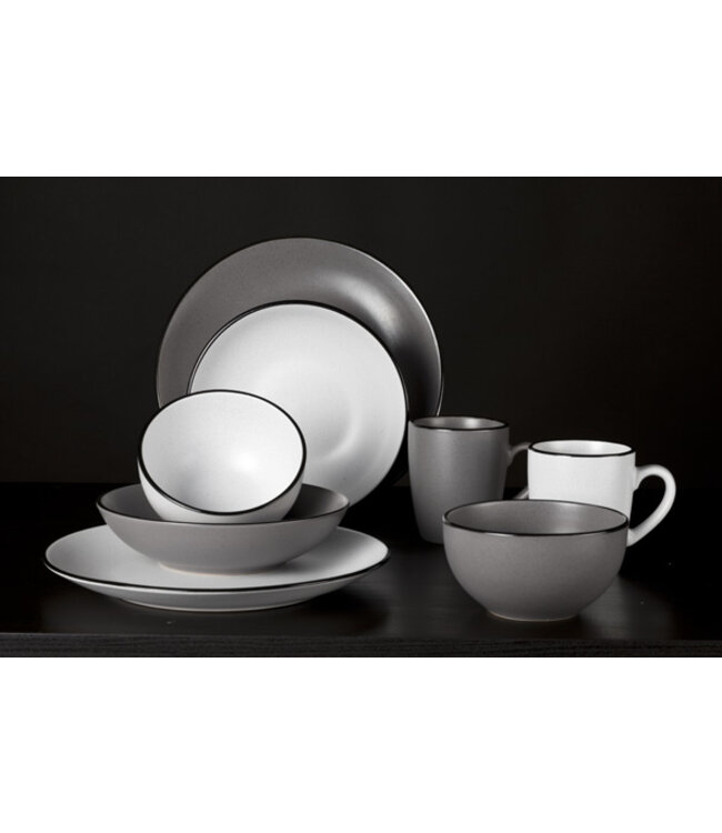 Cosy & Trendy Bord plat Speckle Grey dia.27cm zwarte boord