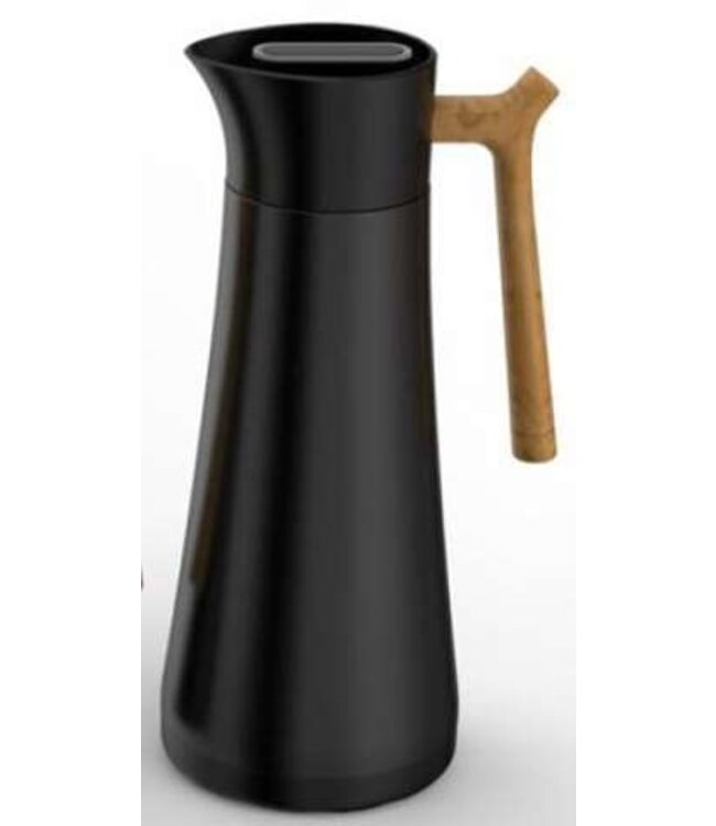Maxime Home Dubbelwandige isoleerkan 1L zwart met houten handvat