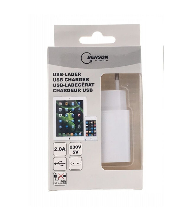 Benson Smartphone USB Oplader 2A - Wit