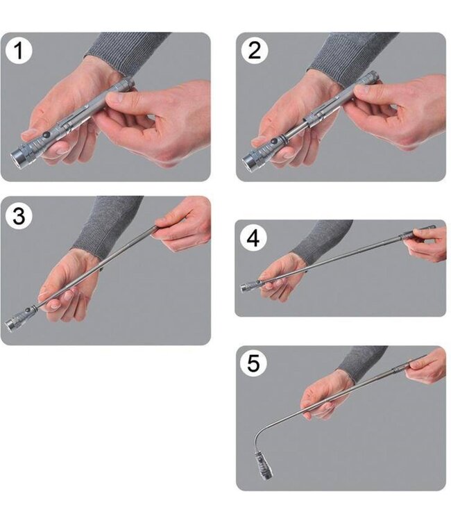 Benson Zaklamp magnetisch, uitschuifbaar 17 tot 56,6cm