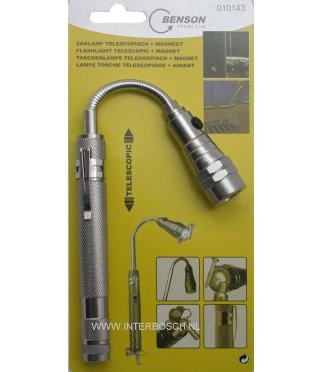 Benson Zaklamp magnetisch, uitschuifbaar 17 tot 56,6cm