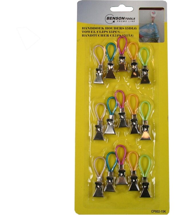Benson Handdoekhaakjes - klemmetjes- 15 stuks