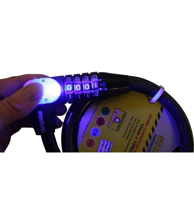 Stahlex Fietsslot kabelslot cijferslot scooterslot Ø 12mm / 1m met LED lampje