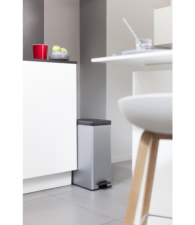 Curver Decobin pedaalemmer slimbin 40L zilver 25x42H61cm