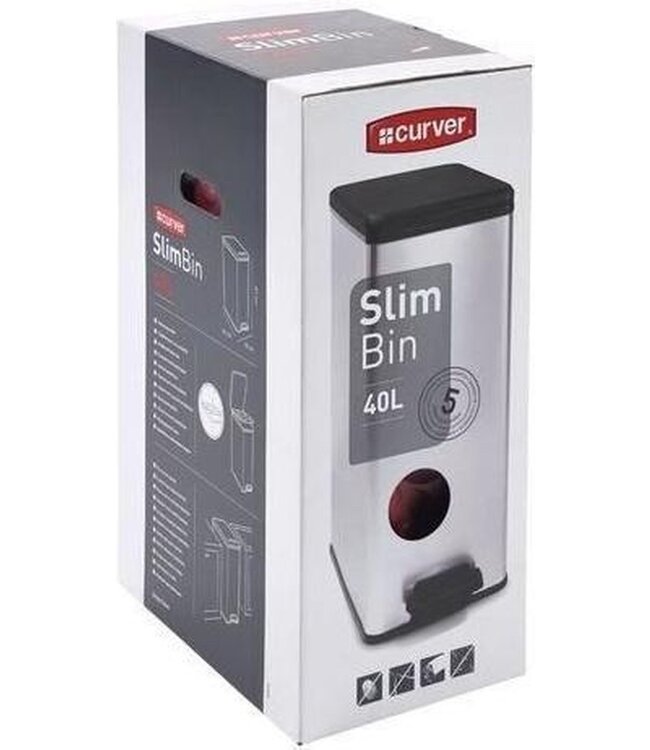Curver Decobin pedaalemmer slimbin 40L zilver 25x42H61cm