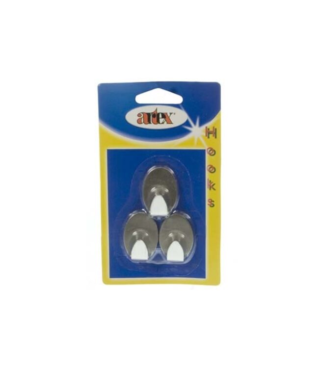 Artex Haak x3 - zelfklevend - inox