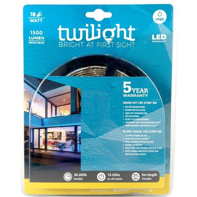 Twilight Led strip - 5M - IP65 - 18W - 3000K