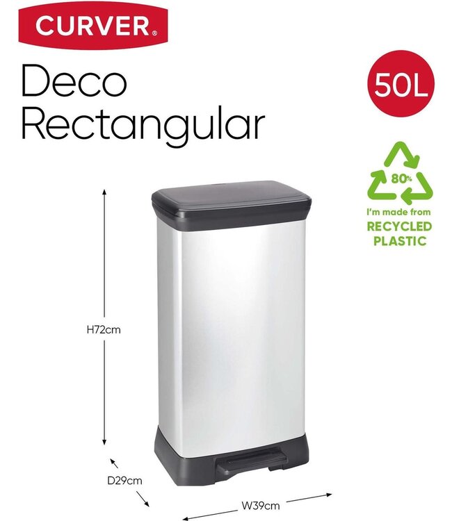 Curver Pedaalemmer - 50 L - Metallic grijs -39x29H72cm
