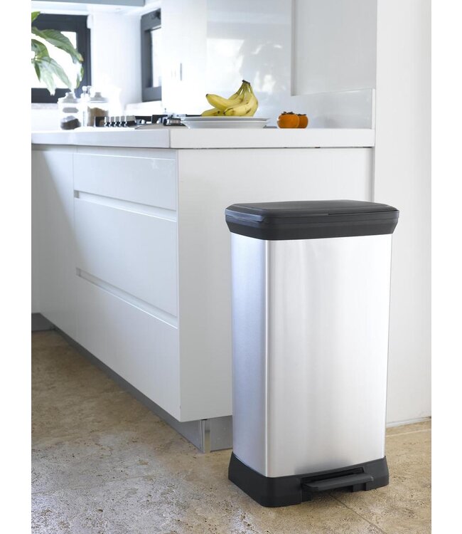 Curver Pedaalemmer - 50 L - Metallic grijs -39x29H72cm