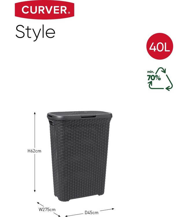 Curver Linnenmand naturel style antraciet 40L