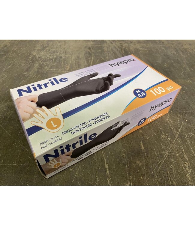 Hy@pro Huishoudhandschoen -  Nitril - Latex vrij - Ongepoederd - zwart - 100stuks