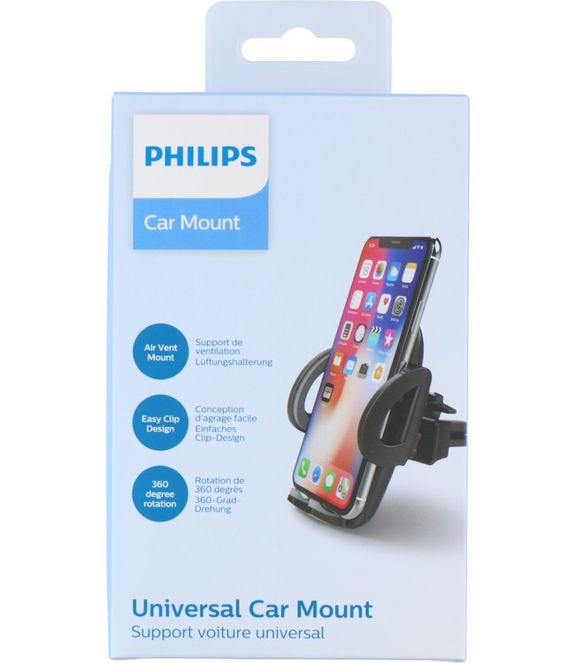 Philips Auto Houder voor Smartphone - Ventilatierooster - Universeel - Telefoons van 52-95 Millimeter