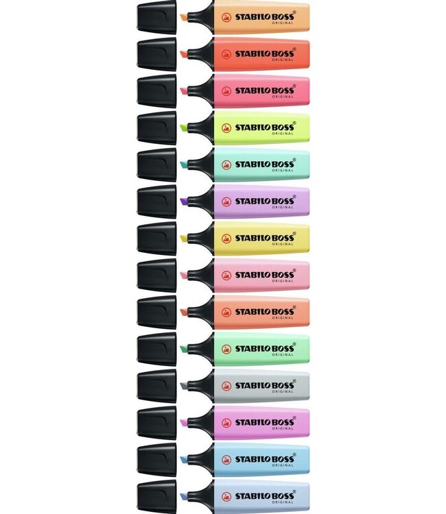 Stabilo BOSS ORIGINAL Pastel - Markeerstift - 15 Stuks Deskset - Met 14 Verschillende Kleuren