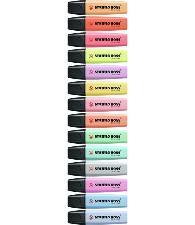 Stabilo BOSS ORIGINAL Pastel - Markeerstift - 15 Stuks Deskset - Met 14 Verschillende Kleuren