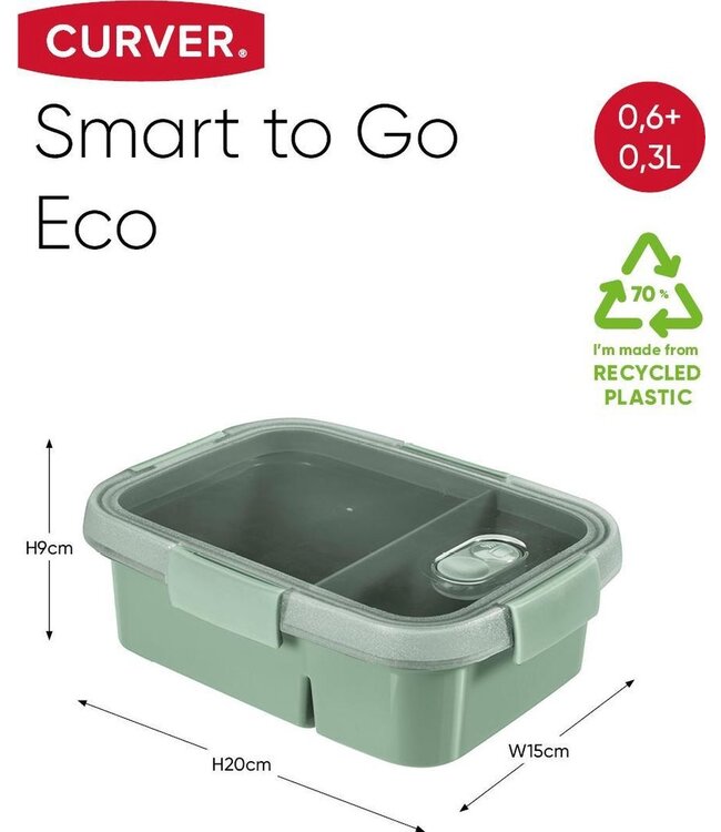 Curver Smart To Go Eco Lunchbox 0,6 + 0,3L Groen