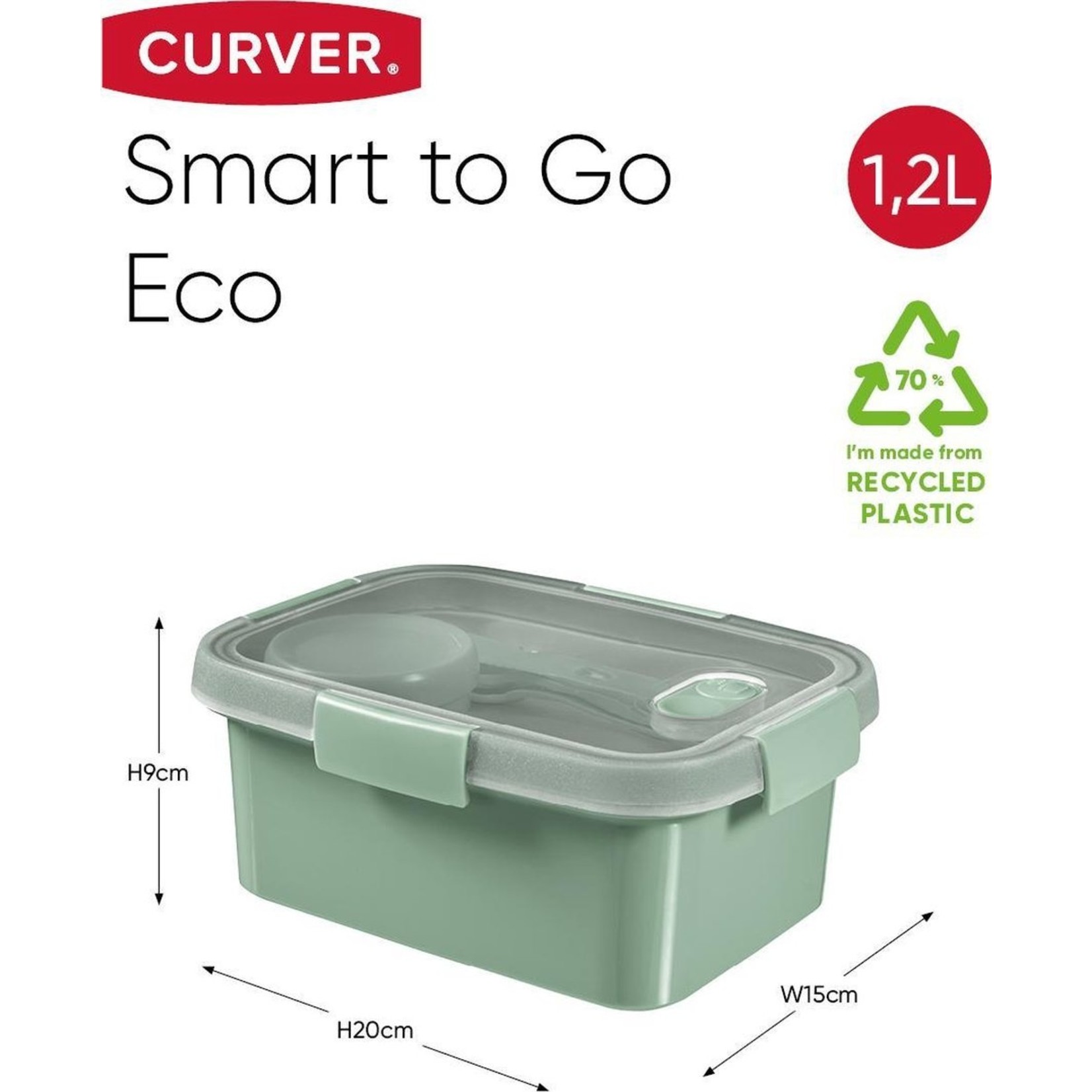 Curver Smart To Go Eco Lunchbox 1,2L + Bestekset + Sauscup