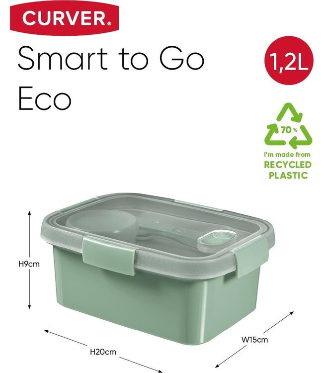 Curver Smart To Go Eco Lunchbox 1,2L + Bestekset + Sauscup
