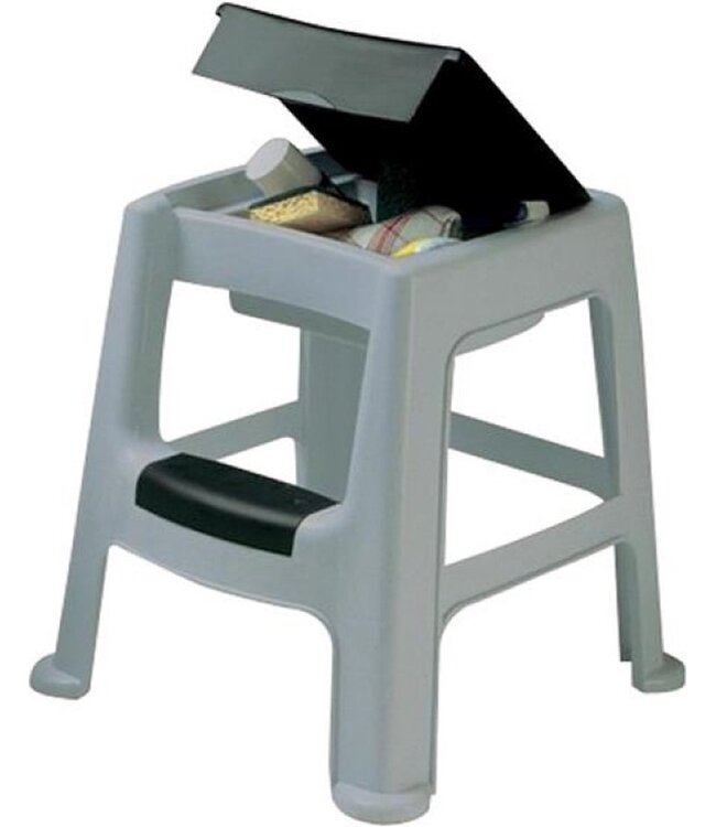 EDA Opstapje grijs/zwart met opbergruimte L47 x B45 x H49 cm