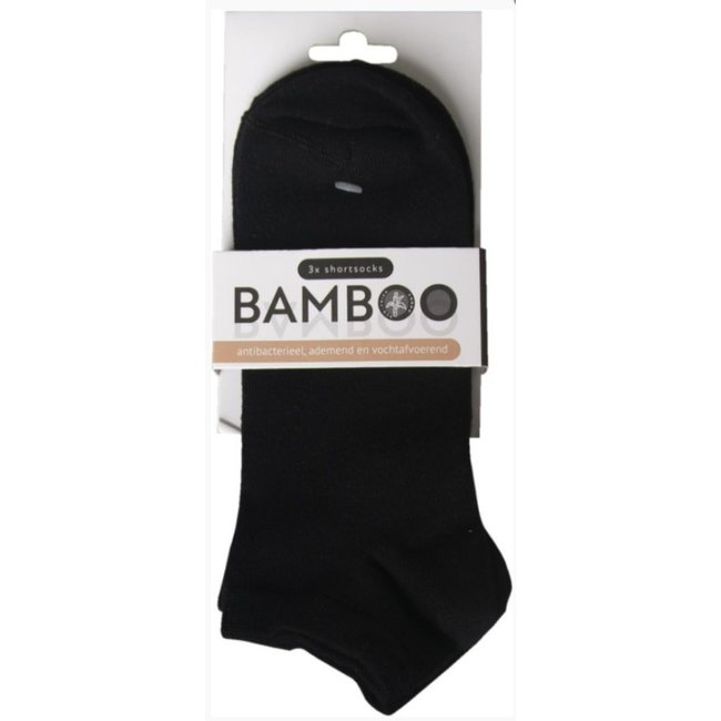 Bamboo Organic  Airco Shortsokken Zwart - 3 paar