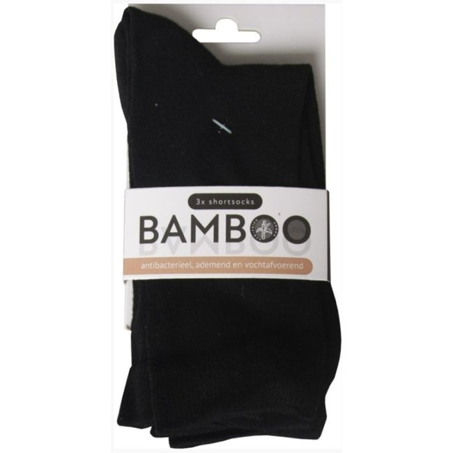 Bamboo Organic Airco Korte Sokken Zwart - 3 paar