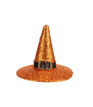 Cosy @ Home Halloweenhoedje glitter oranje dia.10H9cm