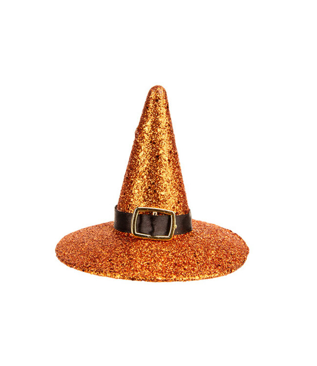 Cosy @ Home Halloweenhoedje glitter oranje dia.10H9cm
