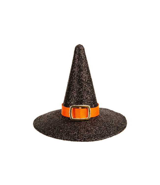 Cosy @ Home Halloweenhoedje glitter zwart dia.10H9cm