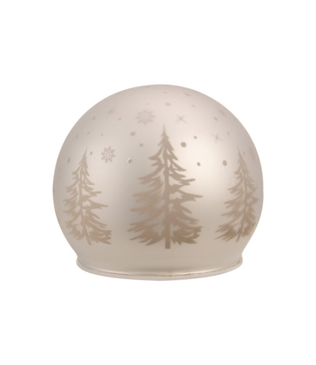 Cosy @ Home Kerstlampje bal - wit - glas - dia.10cm - excl.3AA batterijen