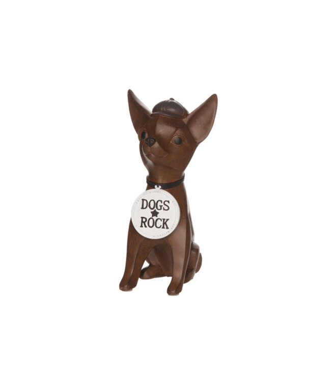 Cosy @ Home Decohond Dogs Rock - Bruin - H23cm