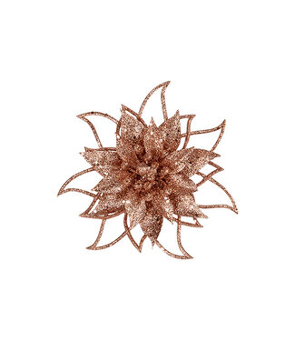 Cosy @ Home Kerstroos met clip - glitter roze- dia.14cm