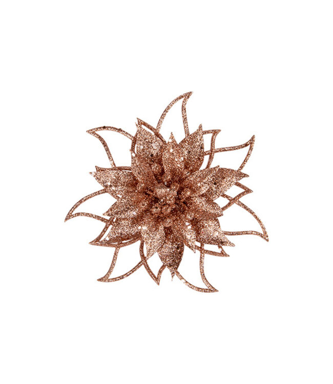 Cosy @ Home Kerstroos met clip - glitter roze- dia.14cm