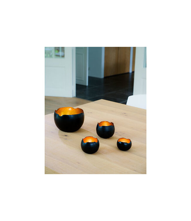 Cosy @ Home Theelichthouder - zwart/goud - dia.10H10cm - metaal