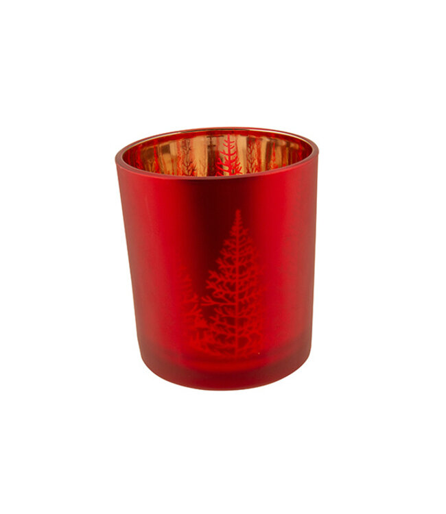 Cosy @ Home Theelichthouder - Tree - Rood - dia.7H8cm - glas