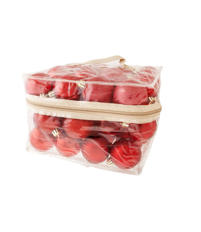 Cosy @ Home Kerstbal - set 48 - rood mix - dia.6cm