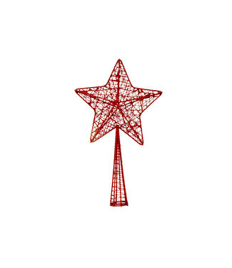 Cosy @ Home Kerstboompiek - Star - glitter rood - 12x4H28cm