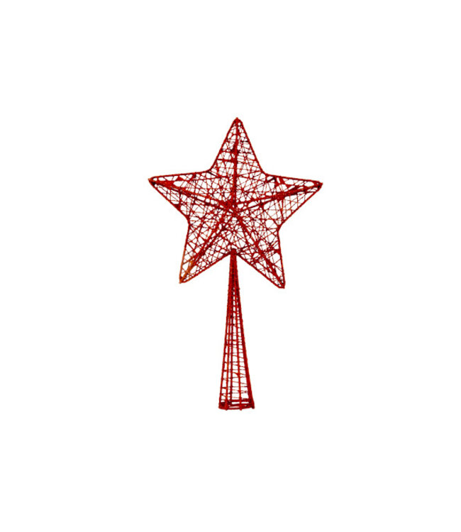 Cosy @ Home Kerstboompiek - Star - glitter rood - 12x4H28cm
