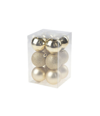 Cosy @ Home Kerstbal - set 12 - Mix Goud  - dia.6cm - mat/glitter/blinkend