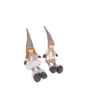 Cosy @ Home Winterkind met losse beentjes - H58cm - wit/grijs