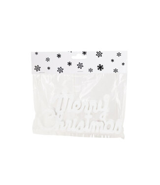 Cosy @ Home Hanger x6 - Wit - Merry Christmas - 20cm - kunststof