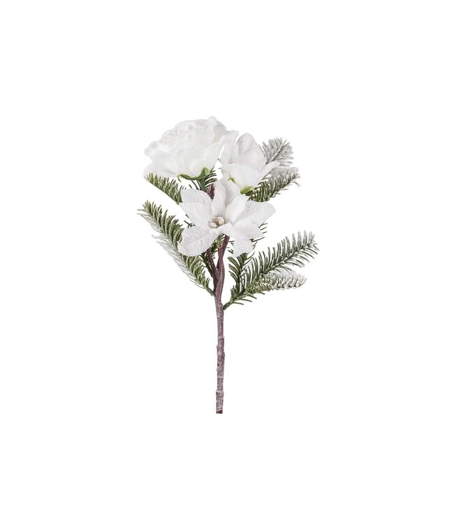 Cosy @ Home Decotak snowy flowers - H38cm